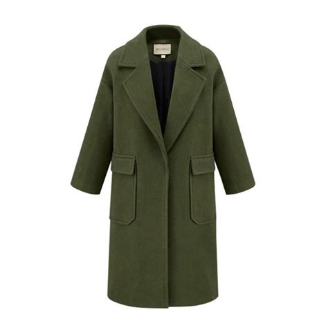 winter coat casual women woolen coat green elegant female wool blend