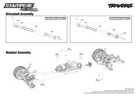 stampede  vxl   driveshaft assembly exploded view traxxas