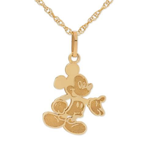 disney disney kt yellow gold full body mickey mouse pendant necklace  gold filled chain