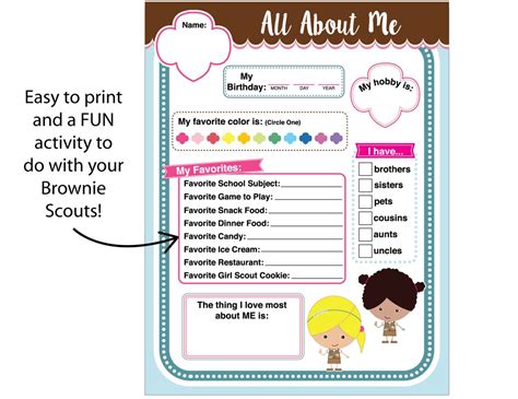 brownie girl scout activity    printable instant  etsy