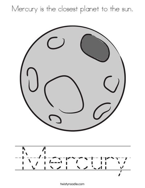 mercury   closest planet   sun coloring page twisty noodle