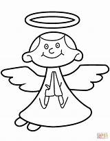 Angel Coloring Cartoon Pages Cute Paper Drawing sketch template