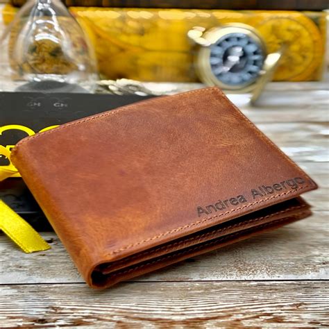 custom leather wallet  brown leather wallet  anniversary etsy