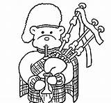 Bagpiper Bear Coloring Coloringcrew sketch template