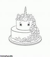 Unicorn Coloring Cake Pages Rainbow Mermaid Portrait sketch template