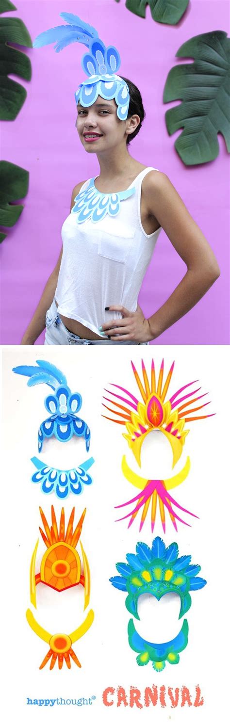printable diy carnival headdresses  bright  bold designs