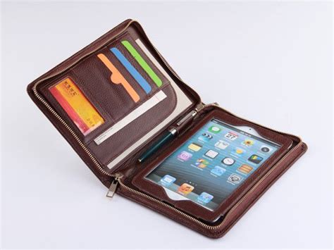 coffee ipad mini full grain leather purse portfolio case  mini apple
