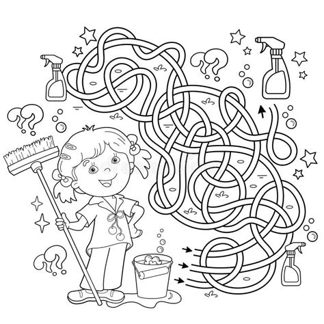 mop coloring page stock illustrations  mop coloring page stock