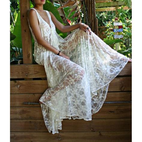Maxi Long White Lace Dress 2015 Summer Hot Hippie Gypsy