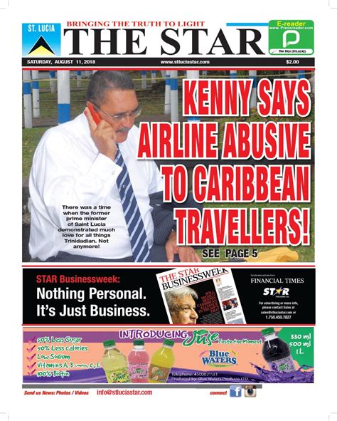 The Star Newspaper For Saturday August 11th 2018 The Star St Lucia
