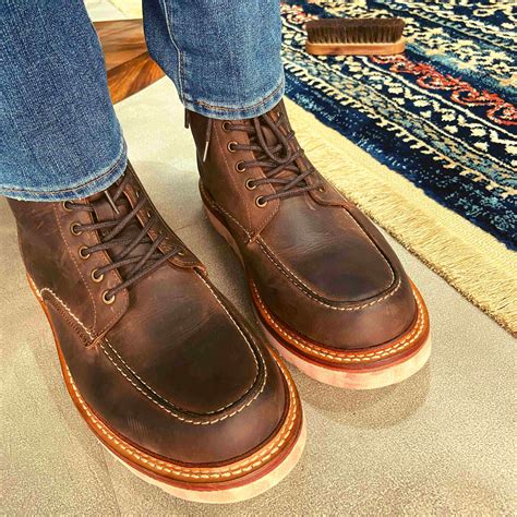 home goodyear welted moc toe boots