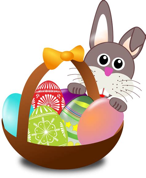 clipart funny bunny face  easter eggs   basket