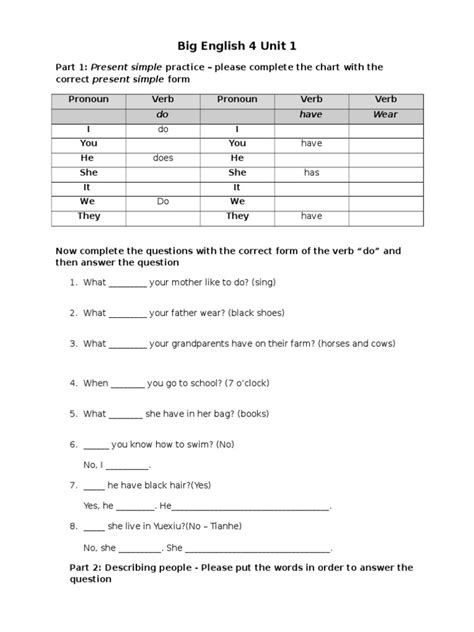 big english  unit  worksheet  adjective linguistic morphology