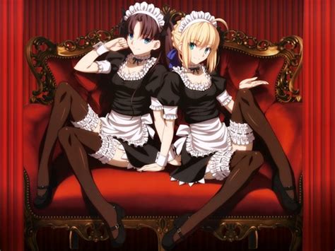 sexy hot anime and characters images rin and saber sexy maid hd wallpaper and background photos