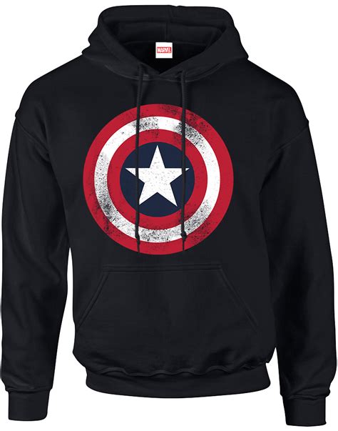 marvel avengers assemble captain america distressed shield pullover hoodie black merchandise
