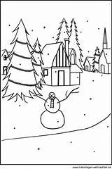 Malvorlage Malvorlagen Winterlandschaft Winterdorf Landschaften Ausdrucken Fensterbilder Ausmalen Ausmalbild Winterlandschaften Windowcolor Motiv Datei sketch template