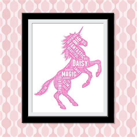unicorn print gift personalize unicorn picture poster unicorn decor