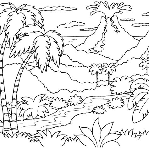nature scene coloring coloring pages