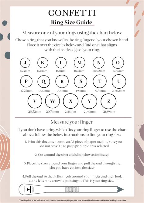 printable ring size guide ring sizing template unusual engagement