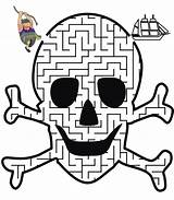 Pirate Coloring Pages Maze Printable Kids Ship Skull Mazes Crossbones Printactivities Pirates Skulls Labyrinthe Swing Through Find Jolly Roger Crafts sketch template