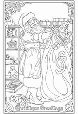 Coloring Santa Pages Christmas Dover Vintage Book Publications Freebie Clause Adult Doverpublications Color Printable Greetings Books Stamping Claus Haven Drawing sketch template
