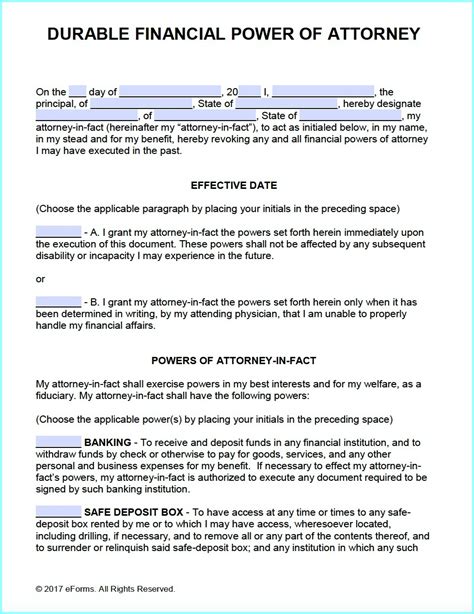 power  attorney printable forms