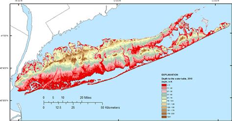 Estimated Depth To Water In 2010 Long Island Ny