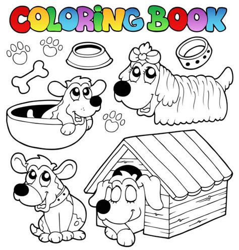 dog house coloring pages illustrations royalty  vector graphics