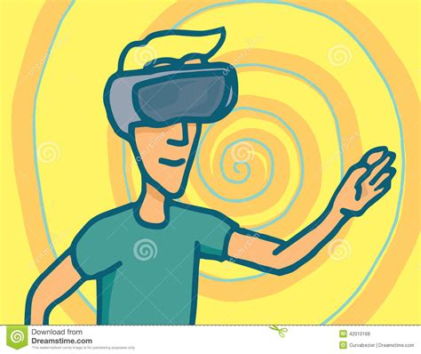 Experiencing Virtual Reality Goggles Headset Stock Vector