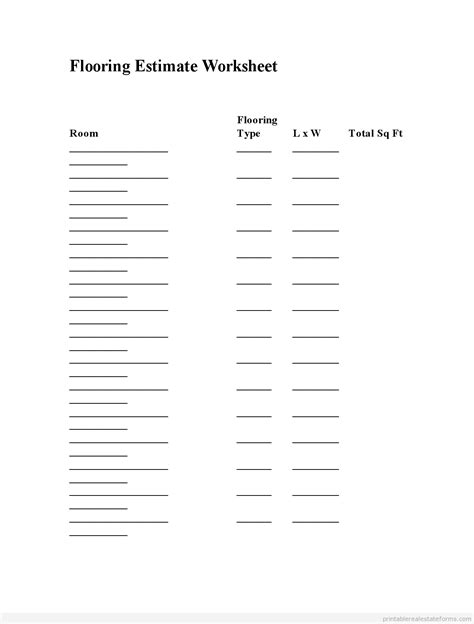 prop insp flooring estimate worksheet printable