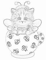Coloring Pages Cat Kittens Book Animal Teacup Adult Kitten Printable Kayomi Harai Gatos sketch template