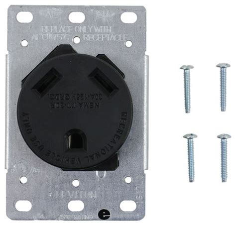 rv outlet receptacle  mounting plate  amp  volt straight blade black diamond