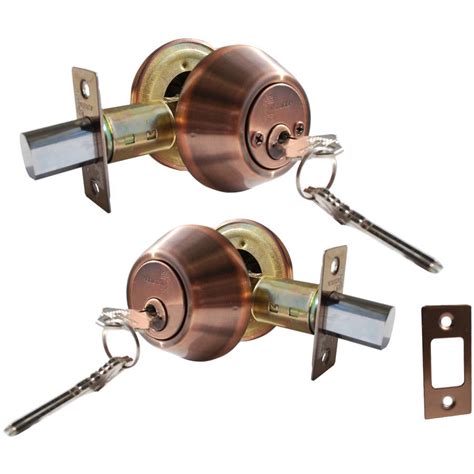 constructor deadbolt entry door lock set  double cylinder antique copper finish walmart