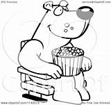 Movie Popcorn Theater Coloring Bear Clipart 3d Watching Eating Happy Cartoon Pages Cory Thoman Outlined Vector Movies 2021 Choose Board sketch template