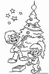 Christmas Coloring Tree Decorating Pages Printable sketch template