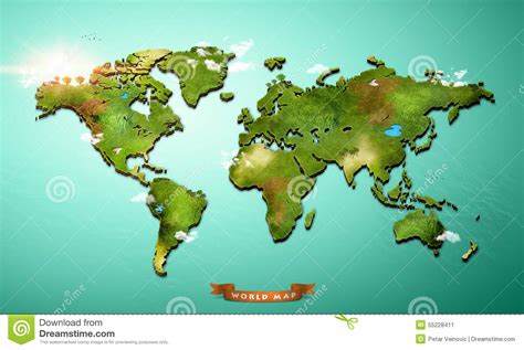 realistic  world map stock illustration illustration  cartography