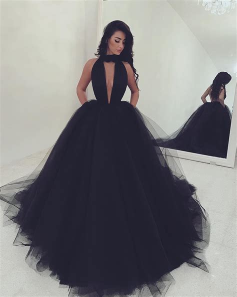 custom made black deep v neck tulle long prom dress evening dress