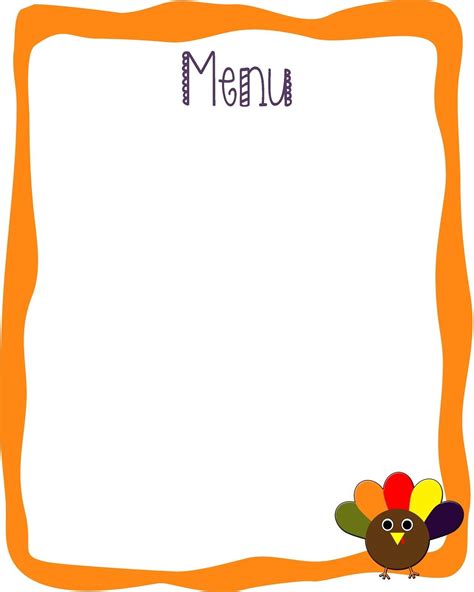 blank menu template blank menu template  kids world  printable