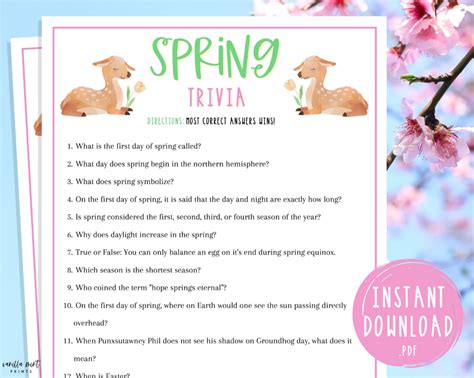 spring time trivia  answers