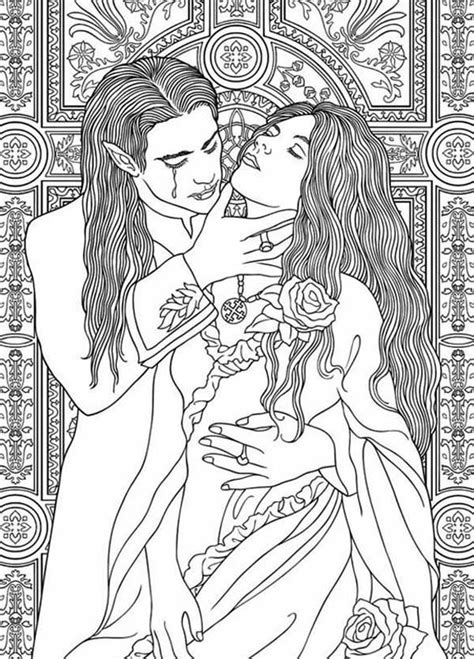 vampire realistic picture of vampire couple coloring page adult coloring pages people