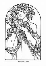 Mucha Alphonse Coloring Book Pages Template sketch template