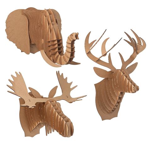 cardboard animal heads paper deer moose elephant uncommongoods