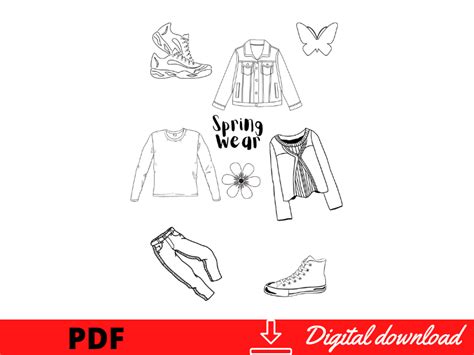 spring clothing coloring activity worksheet  page teaching resources