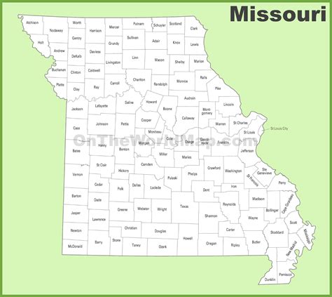 printable missouri county map  cities