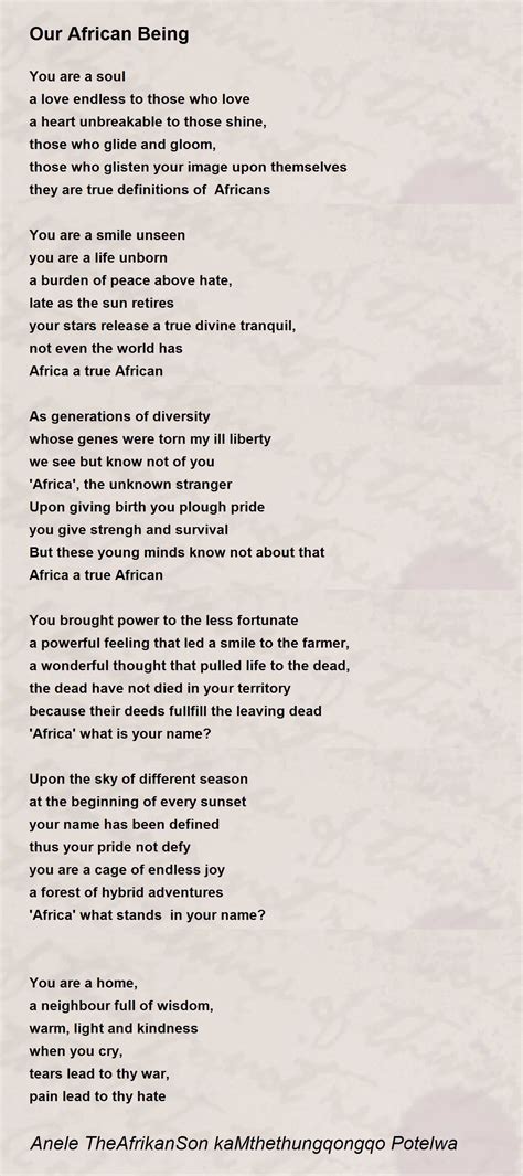 african  poem  anele theafrikanson kamthethungqongqo potelwa