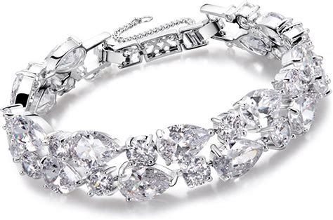 damen armband silber tropfenform armband fuer frauen kristall diamant