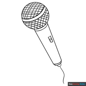 microphone coloring page easy drawing guides