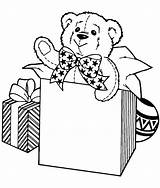 Teddy Bear Coloring Box Gift Holidays Wrapped Pages Big Christmas Colouring Boxes Bears Cute sketch template