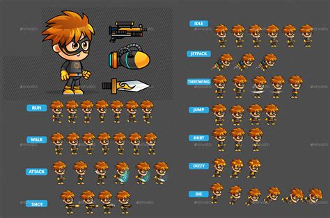 2d game character sprites 293 by pasilan graphicriver