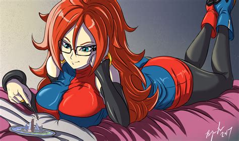giantess android 21 best girl by bryan lobdell dragon ball android red hair anime